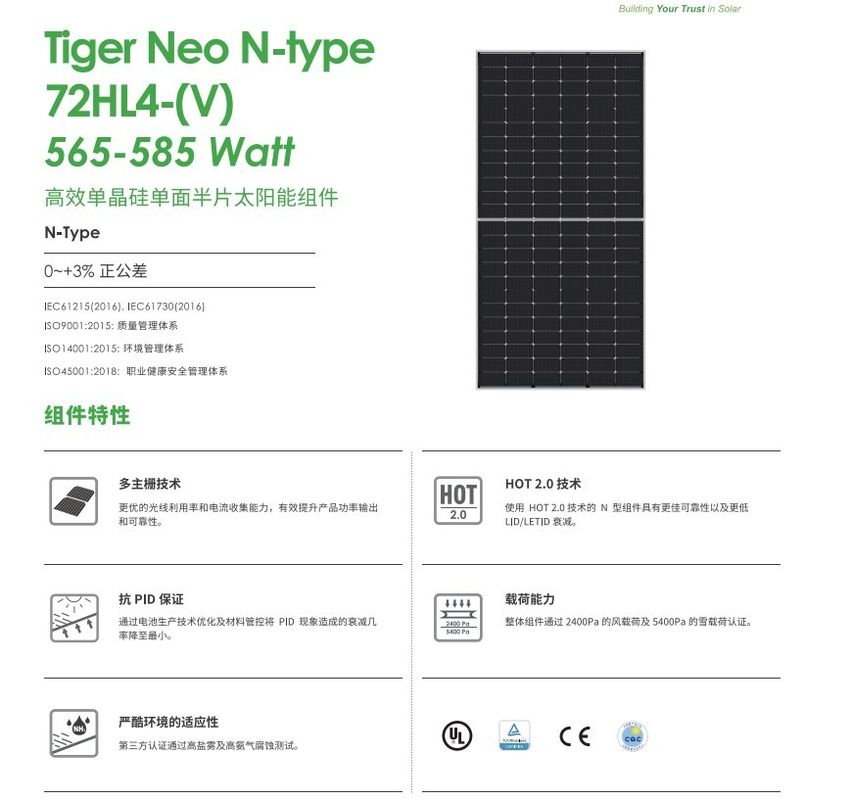 Jinko zonnepaneel 550 watt 540w 545w 550w zonnepanelen met één gezicht